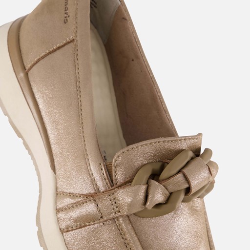 Tamaris Instappers taupe Textiel