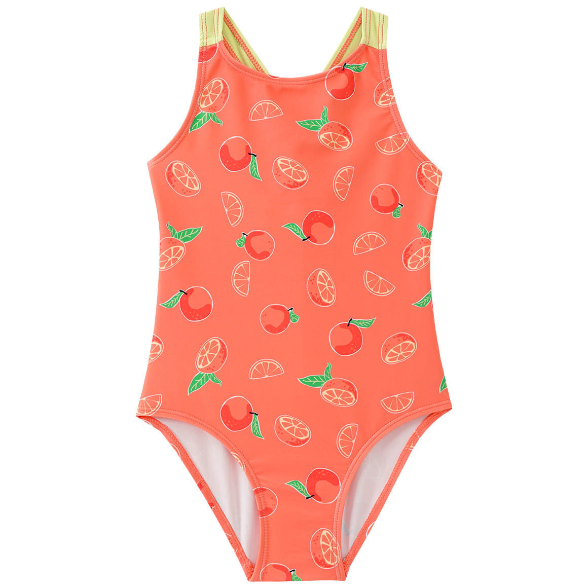 Famy Mädchen Badeanzug mit Allover-Print hellorange