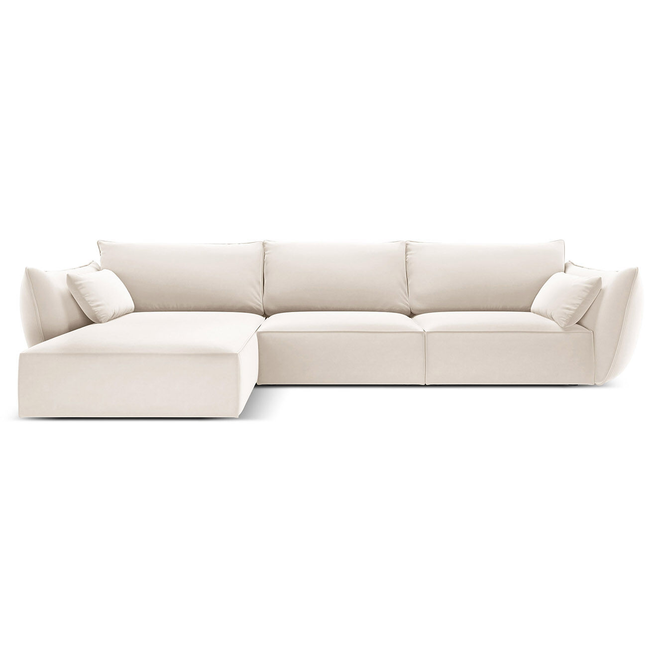 Mazzini Sofas Canapé d'angle gauche Velours Vanda 4 Places beige clair - 300x166x85 cm