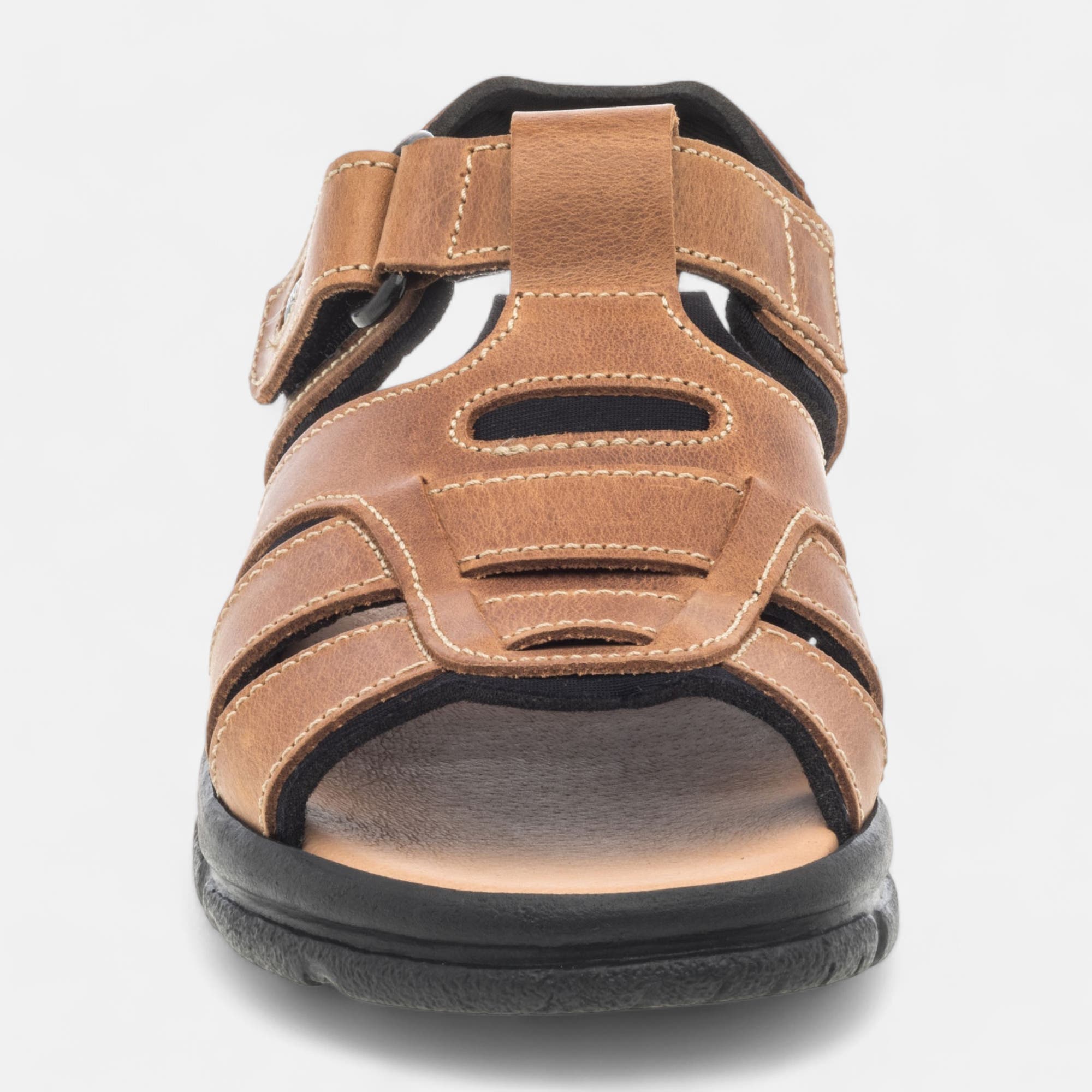 Nu-pieds confort Homme en cuir cognac
