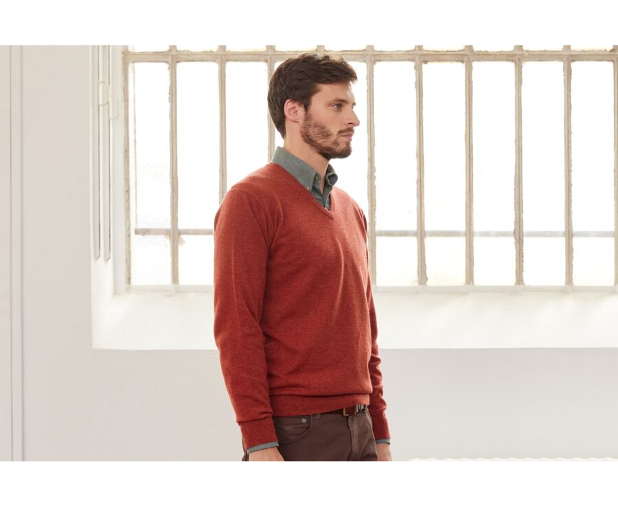 Pull homme laine col V Epice Chiné - ELIAN