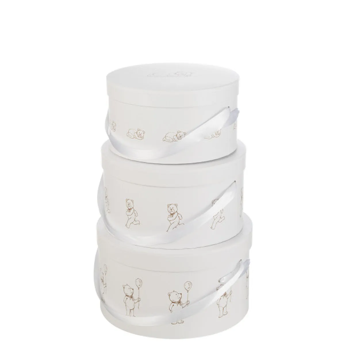Dansmamaison Boites Ourson Ronde - Blanc