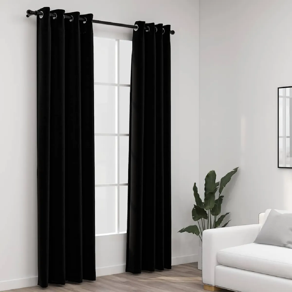 VidaXL Rideaux occultants avec Å“illets 140x245 cm - Noir