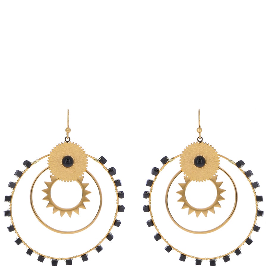 Boucles d'oreilles - Acier inoxydable doré & onyx noir
