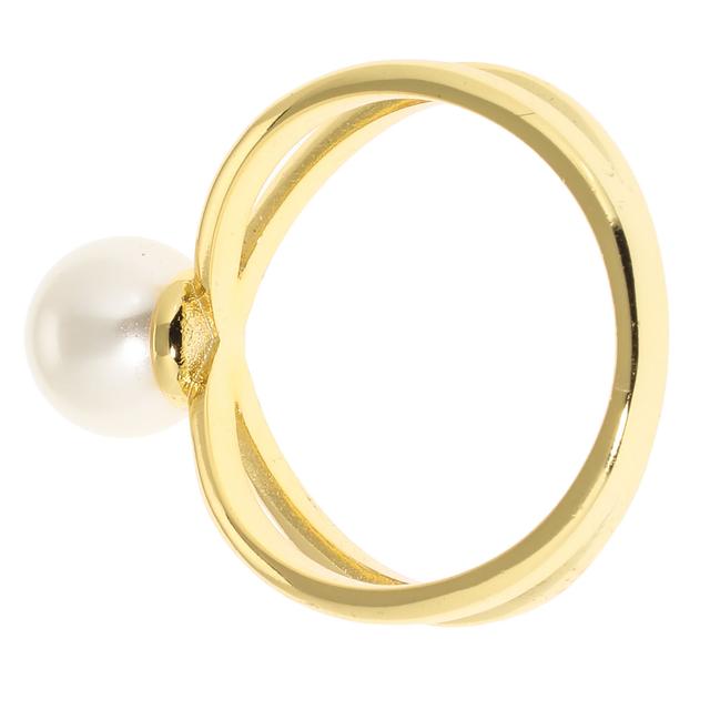 Croisé-Ring, Muschelkernperle, Ø 8 mm, Silber 925