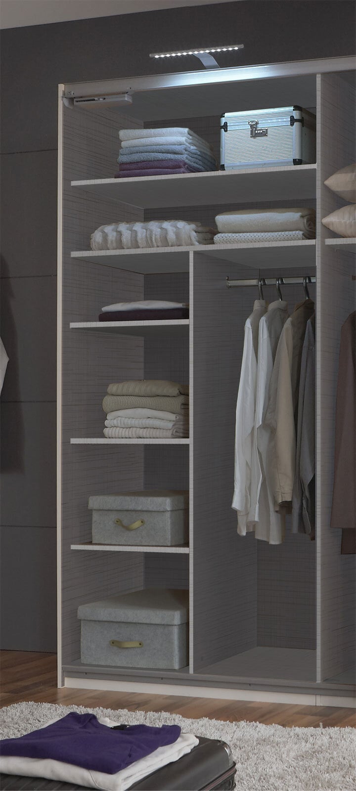 Wäscheeinteilung linegrey für Fachbreite 100 cm/ Schrankhöhe 236 cm