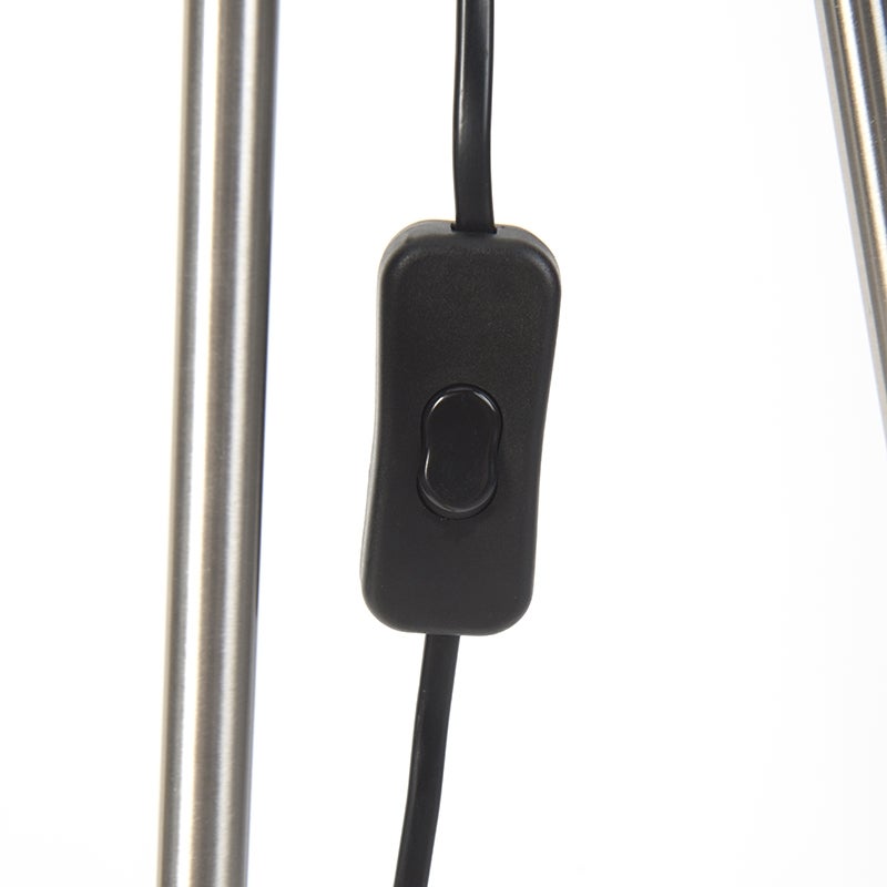 QAZQA - Moderne romantische vloerlamp wit - Veer | Woonkamer | Slaapkamer - Rond staal - LED-compatibel E27