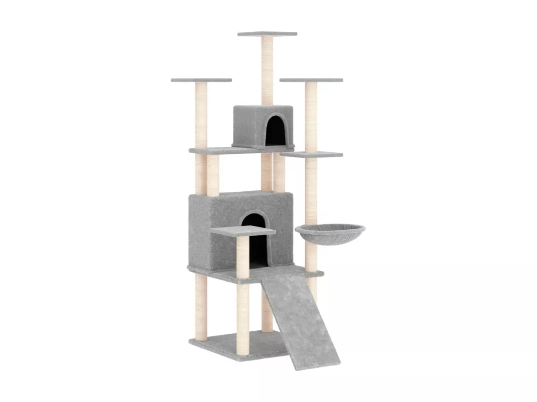 Arbre à chat avec griffoirs en sisal Gris clair 154 cm
