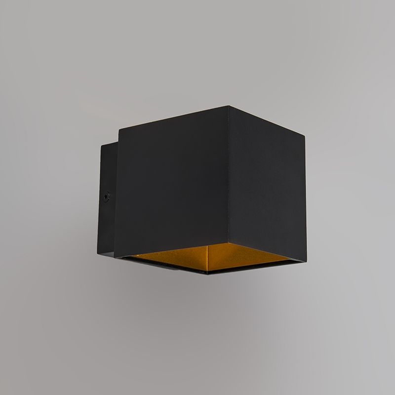 Set van 2 design wandlampen zwart/goud incl. LED - Caja