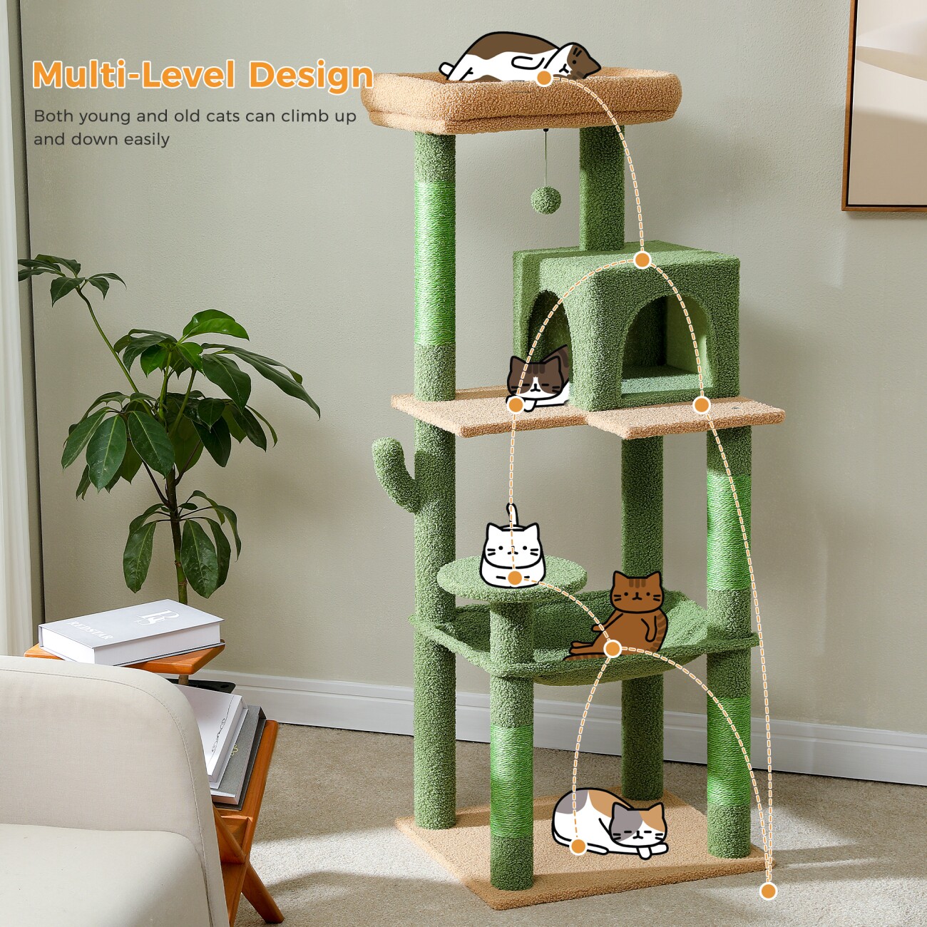 Pawz Road Kratzbaum XL für große Katzen mit Hängematte