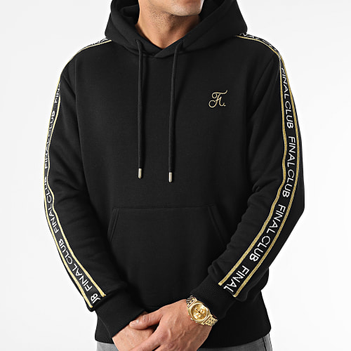 Sweat Capuche Luxury Edition A Bandes Logo 784 Noir Doré