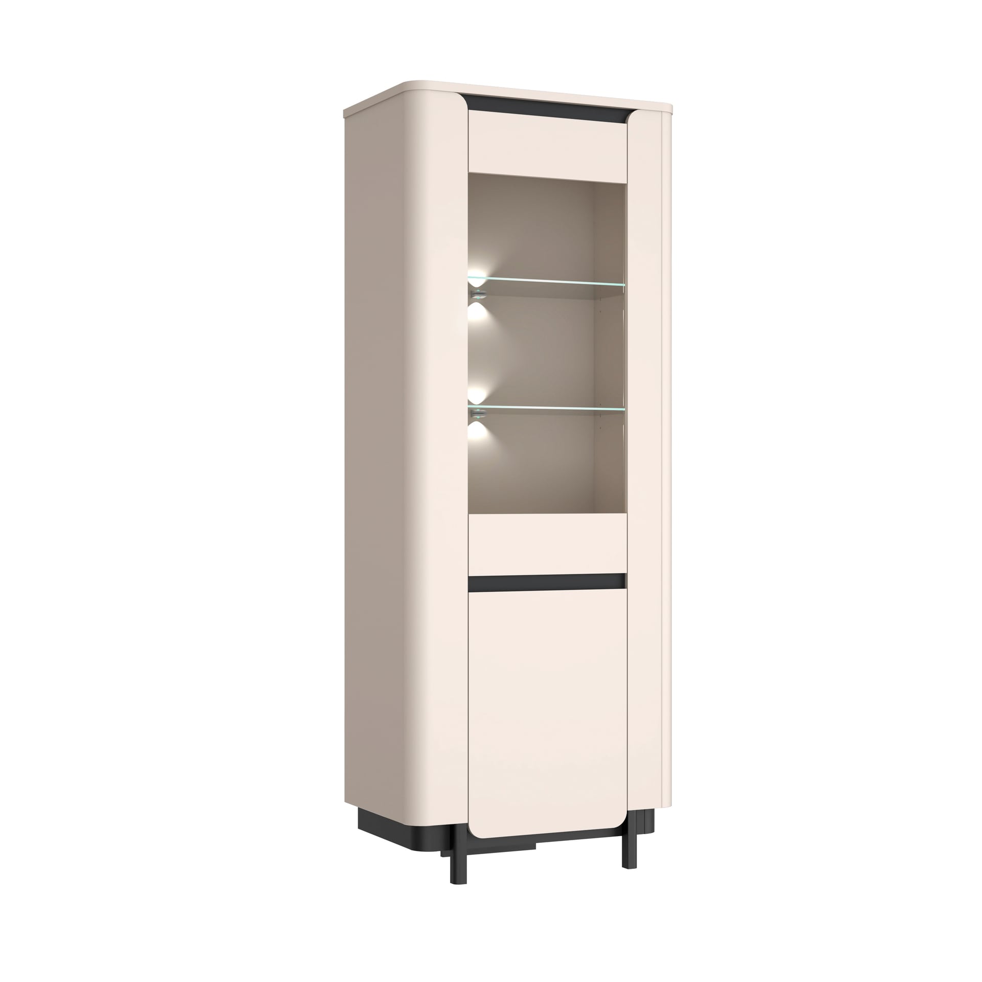Vitrine VODOL 75,6x196,3Sand/Schwarz