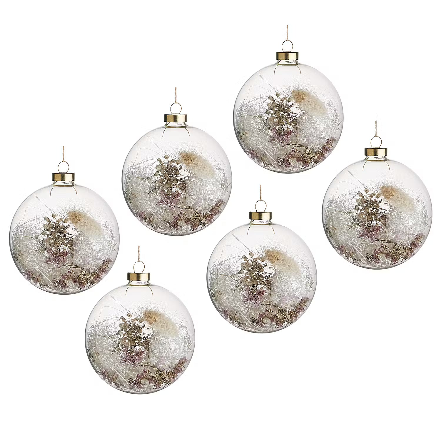 HANG ON Weihnachtskugel Trockenblumen 6er-Set