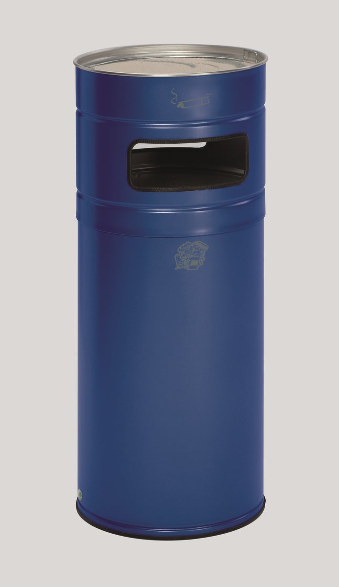 PROREGAL Robuuste Combi-asbak met 2 compartimenten, 104 liter, HxBxD 99 x 43,5 x 43,5 cm, Gegalvaniseerd staal, Blauw