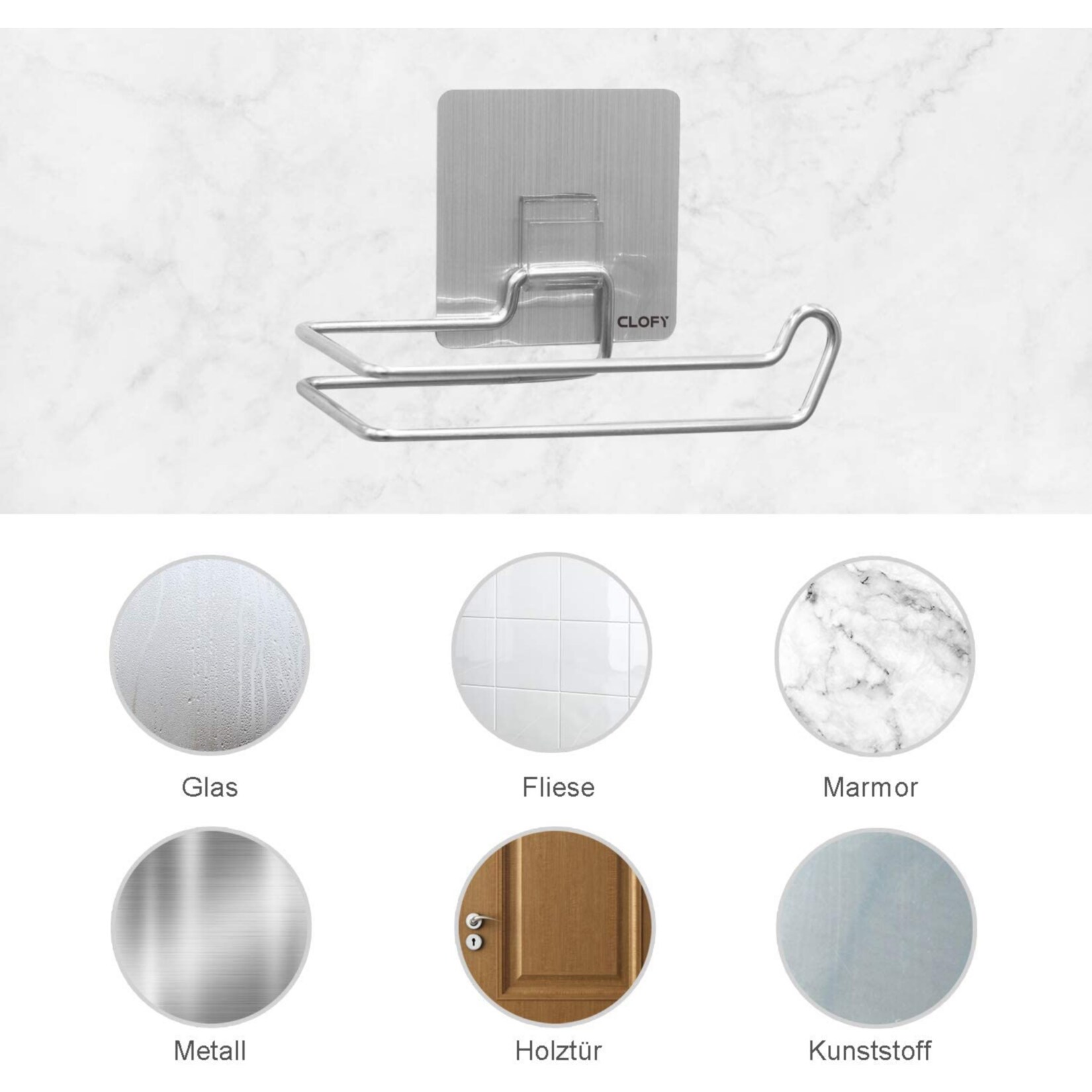 Edelstahl Toilettenpapier Halter ohne Bohren selbstklebend WC Papier Klorolle