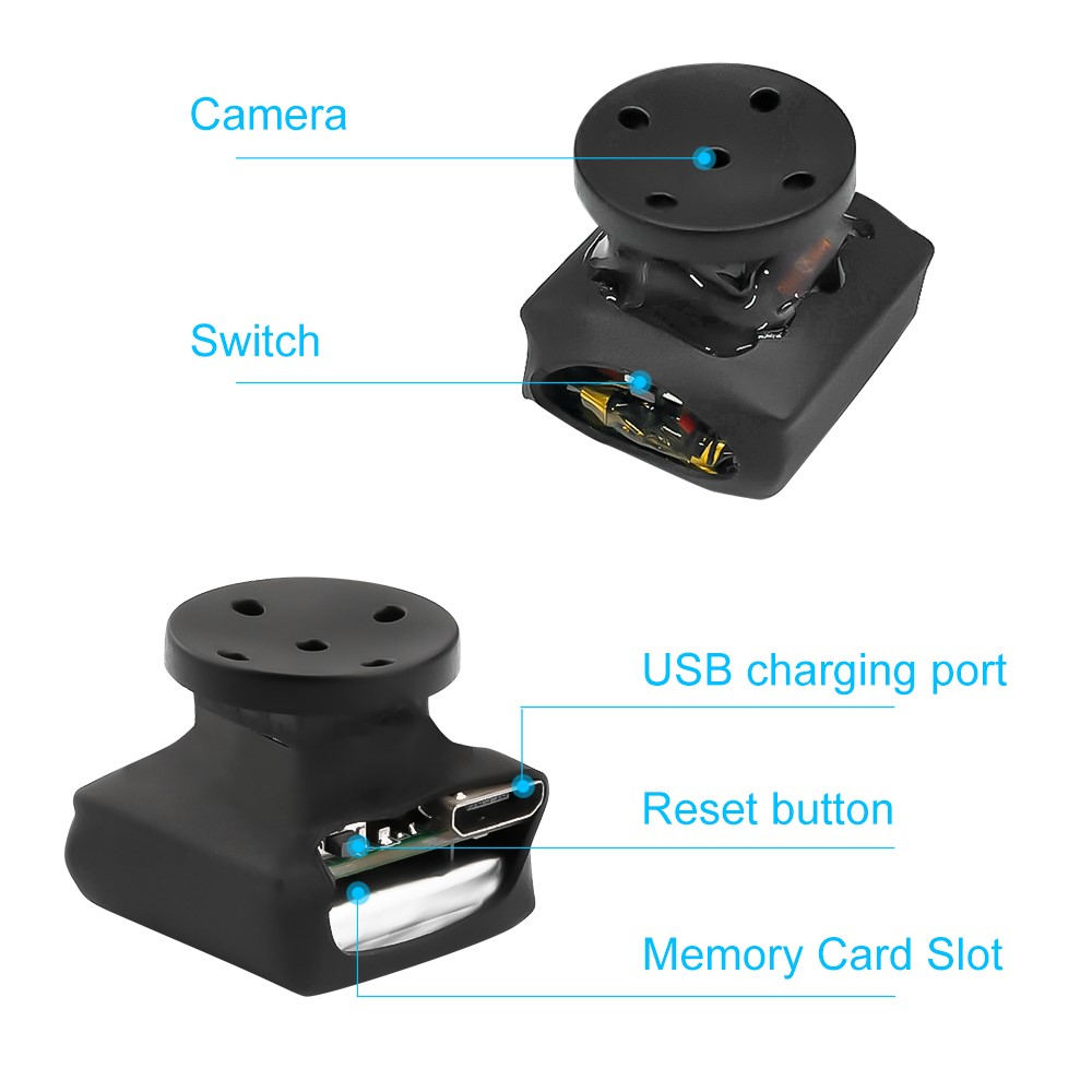 Ultra Mini Knopf Kamera Full HD 1080p mit Akku (200mAh)   Micro SD Kartenslot (2 x 2cm) - Schwarz