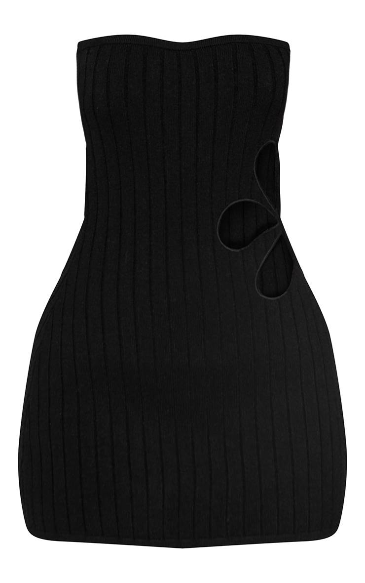 Noir Robe Mini Moulante À Bandeau Avec Découpes Latérales Florales Petite