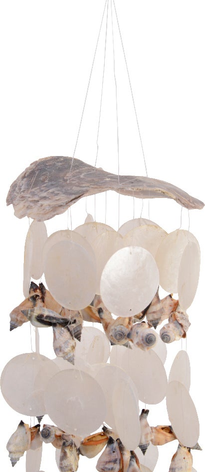 Decoris windgong schelpen Deena wit 15,5 x 14 x 38 cm