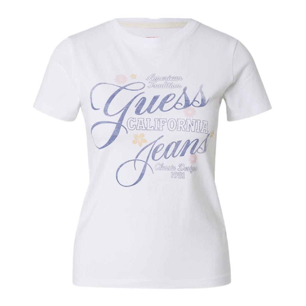 Guess T-shirt Blanc/Bleu Femme Guess Flower