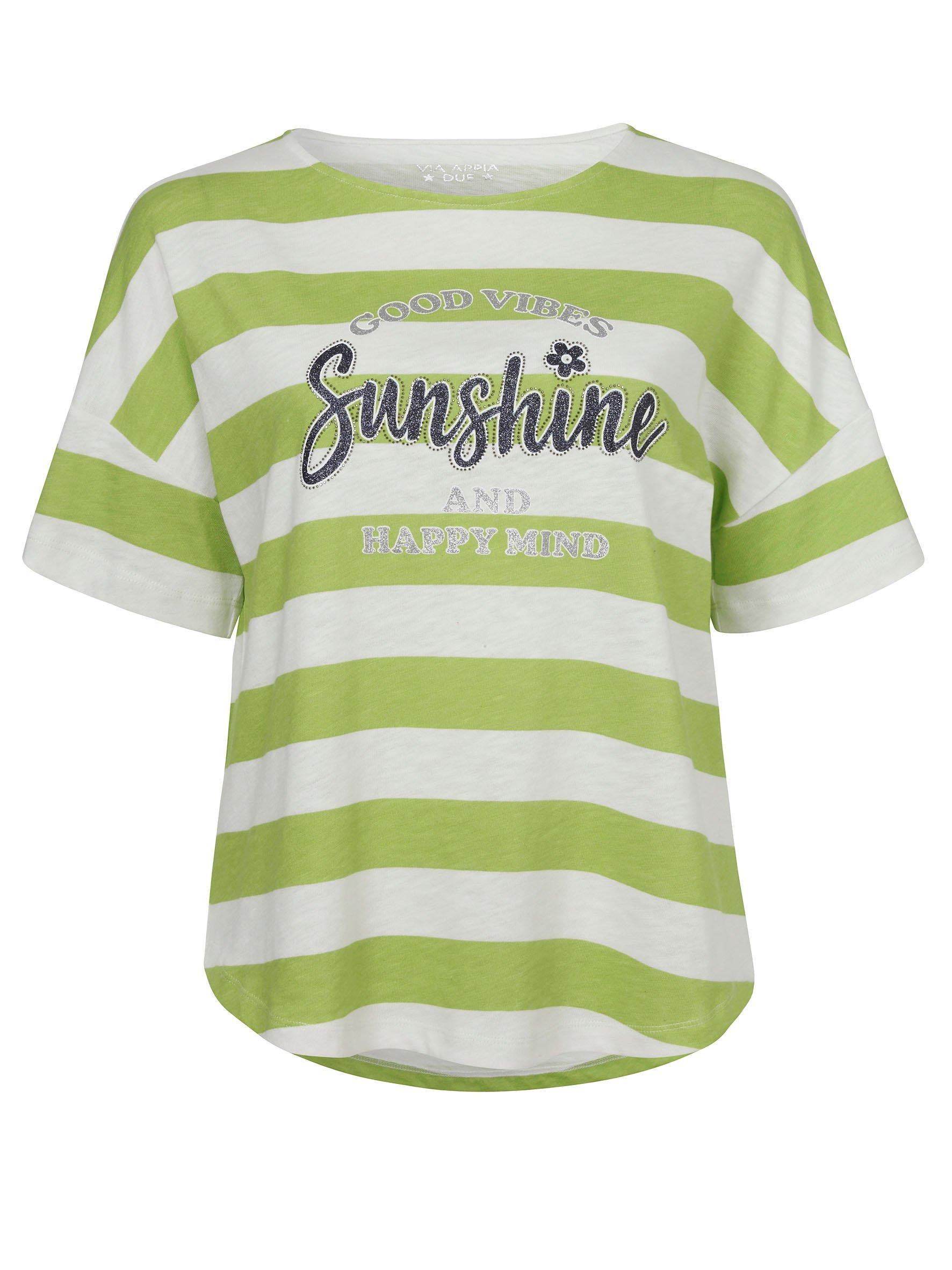 Shirt mit Blockstreifen und Glitzermotiv