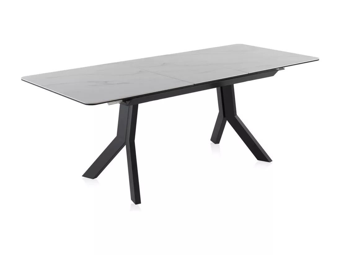 Table à rallonge en céramique blanche avec pieds en métal 160/210x90