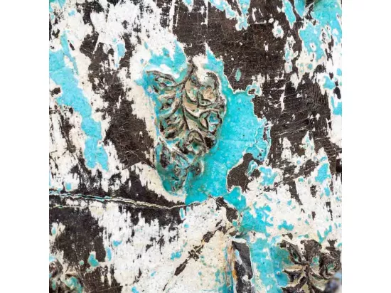 Cintre en bois sculpté avec finition artisanale bleu antique 16x0x8h cm