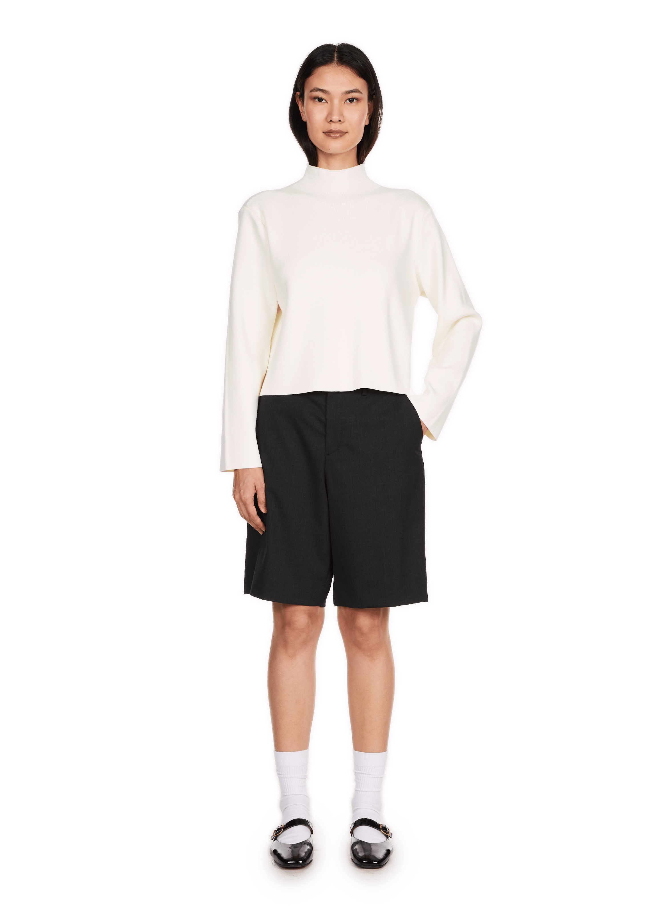 USIM - Pull crop col montant | Blanc