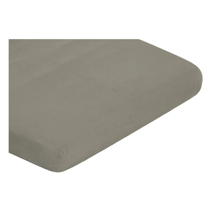 garbo&friends Drap-housse Géranium en mousseline de coton | Vert kaki