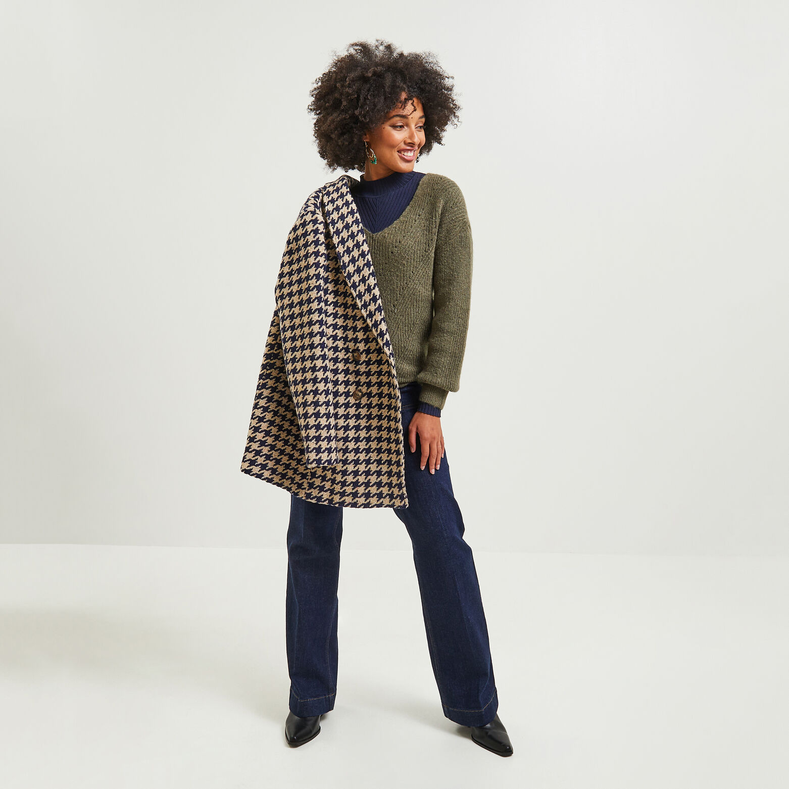 Pull col V femme