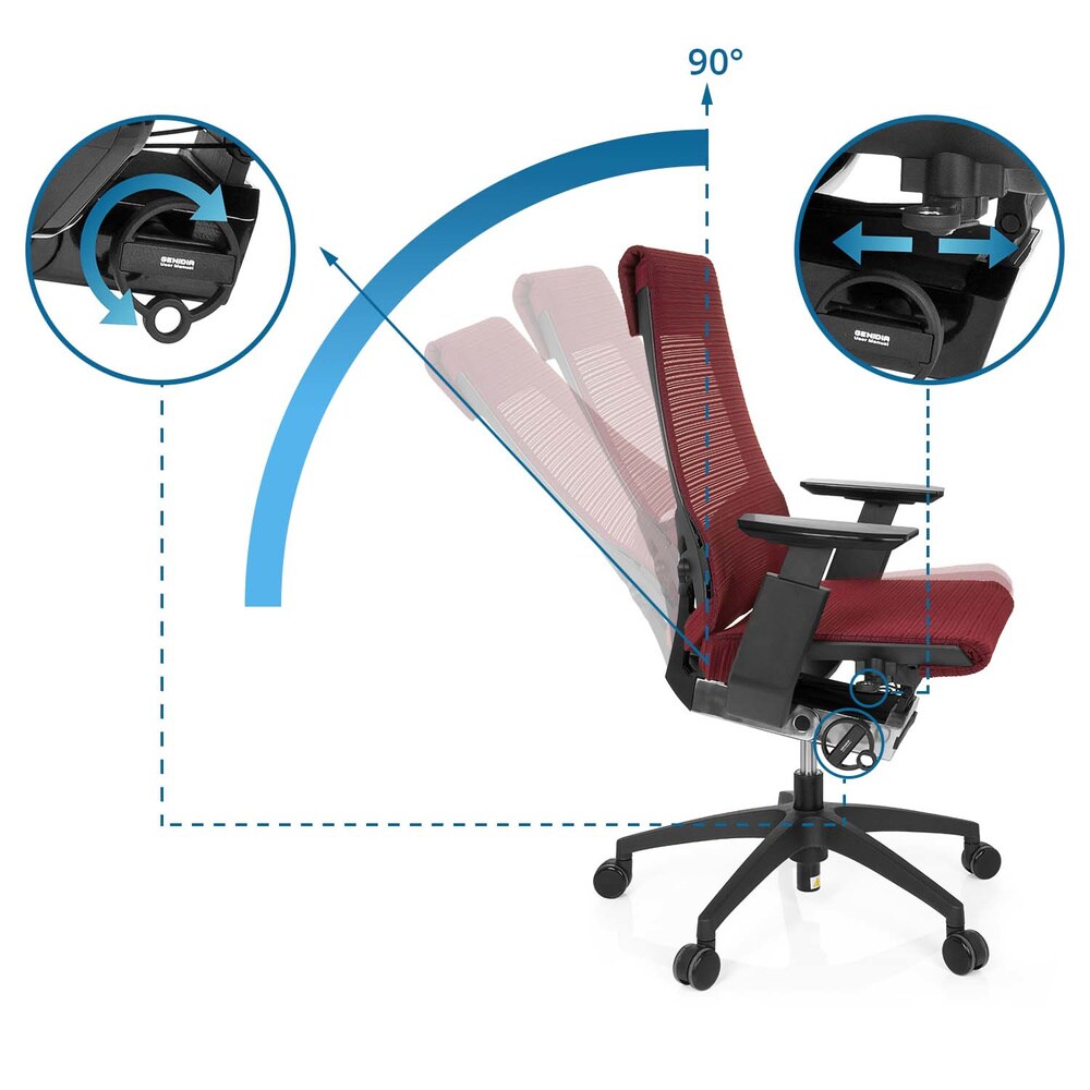 Profi Bürostuhl GENIDIA SMART BLACK Netzstoff mit Armlehnen hjh OFFICE