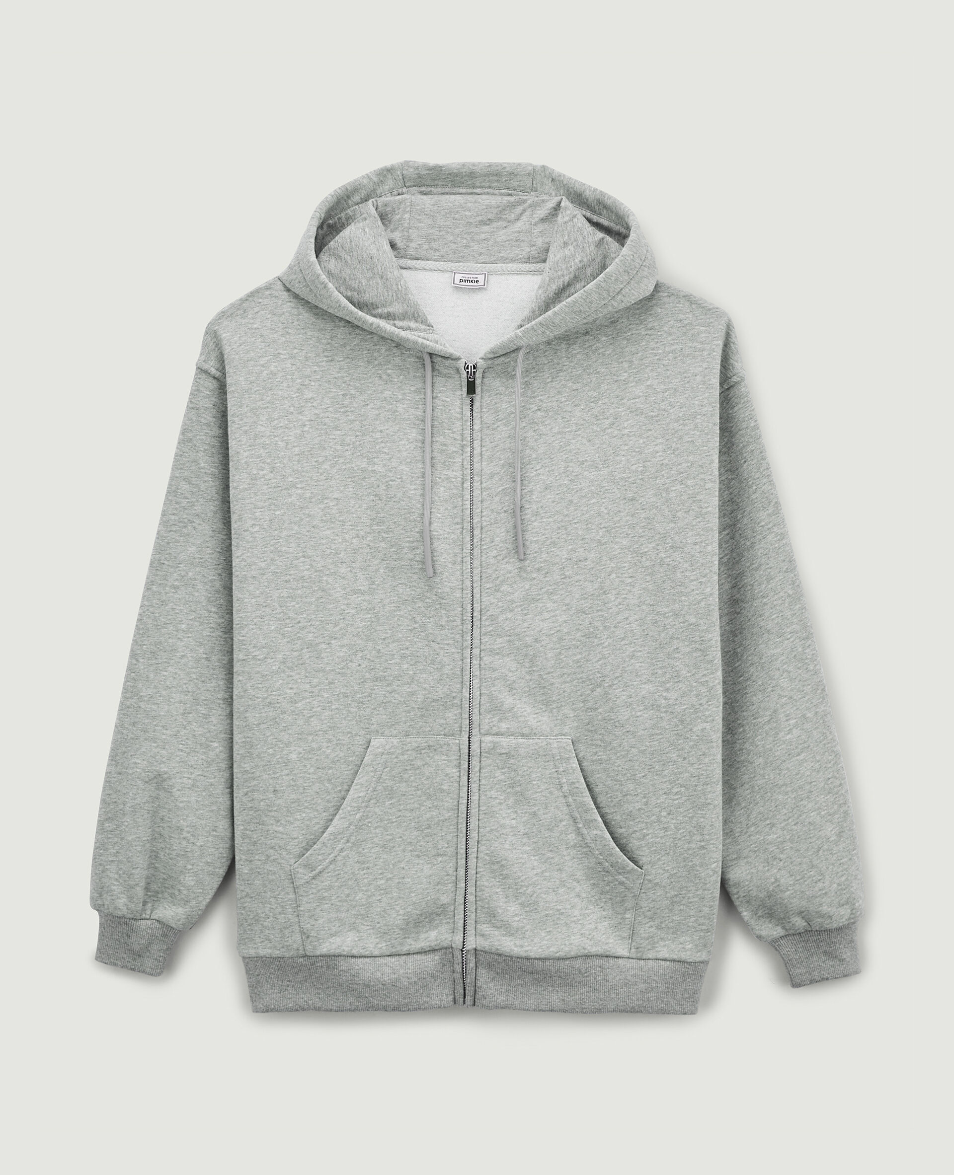 Sweat zippé avec capuche - Gris chiné