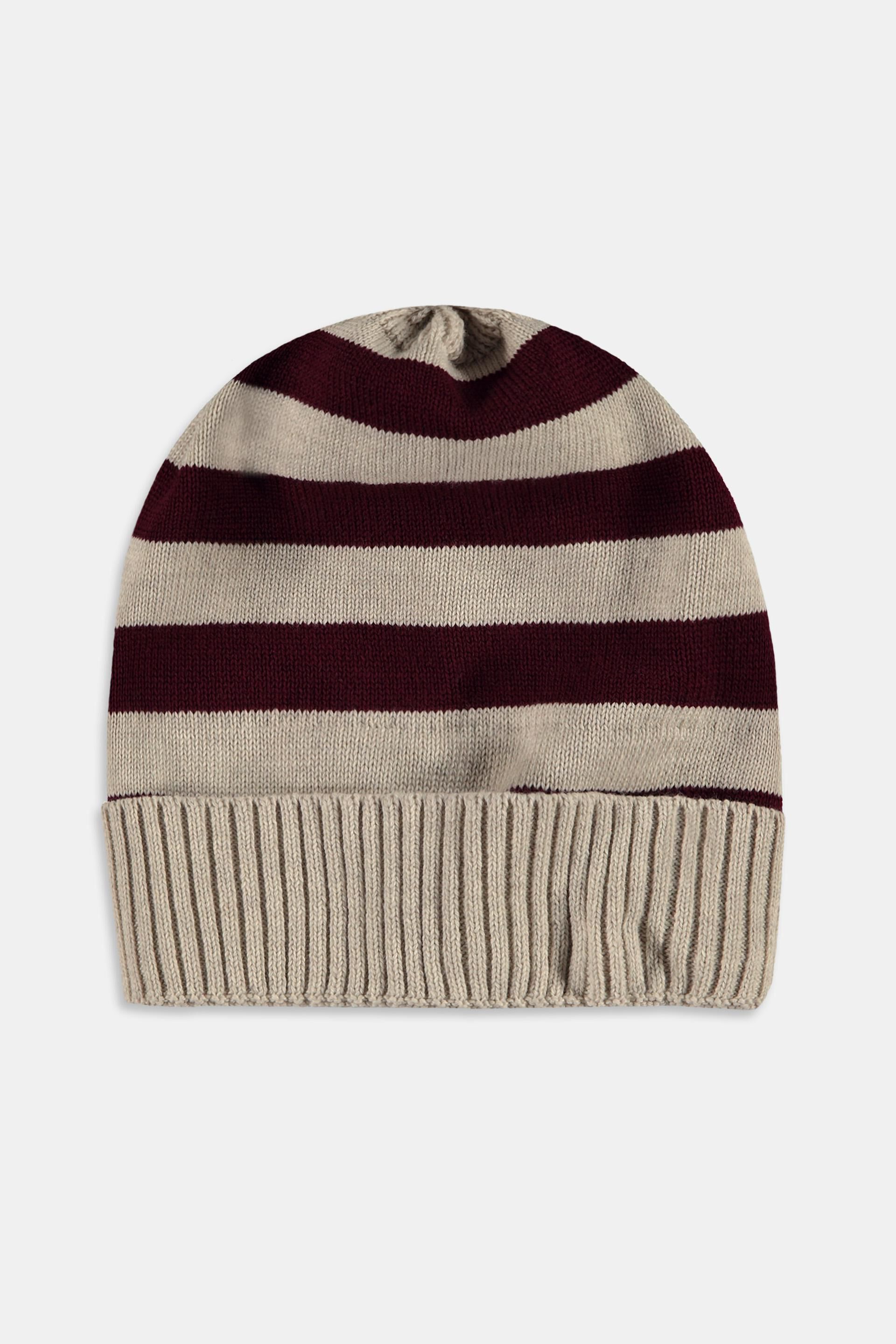 Bonnet en maille à rayures