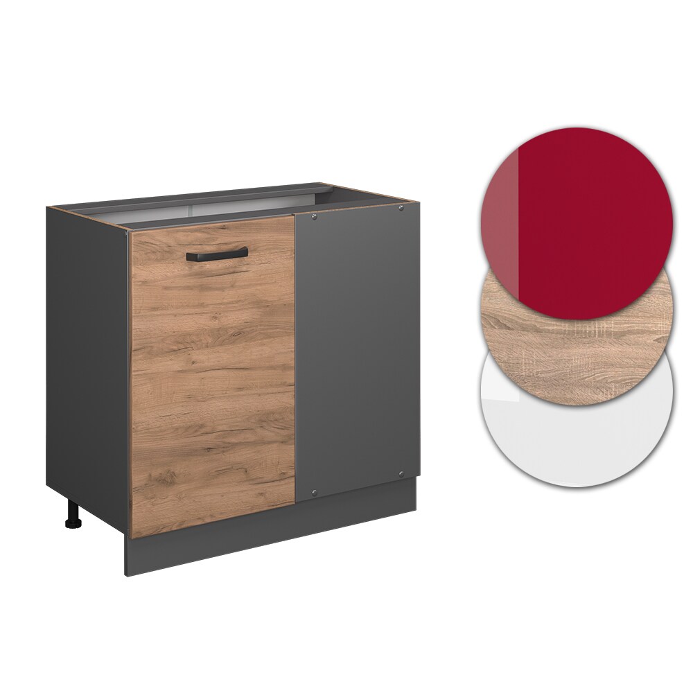 Vicco Eckunterschrank Küchenschrank Küchenzeile R-Line 86 cm Anthrazit Eiche Tür