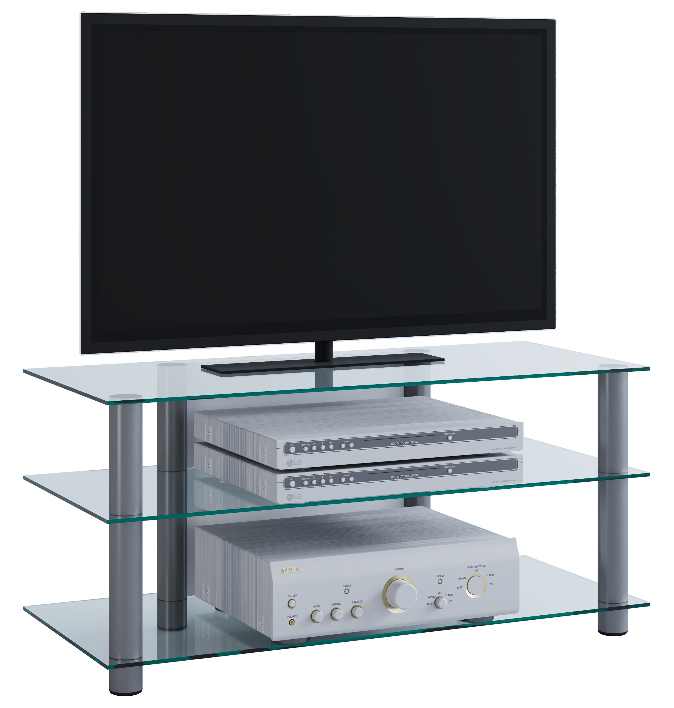 VCM TV Möbel Sideboard Fernsehschrank Rack Fernseh Board Alu Glas Tisch Netasa