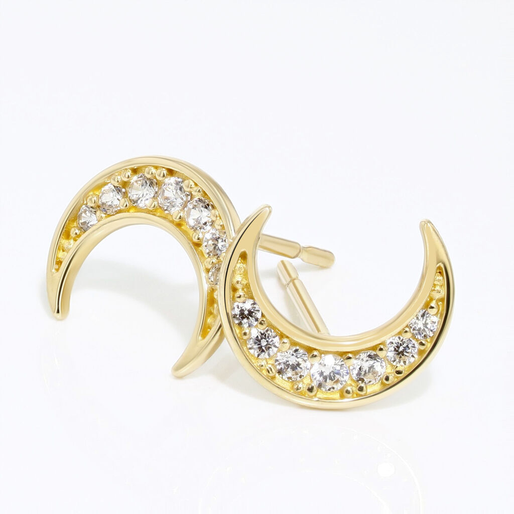 Boucles D'oreilles Pendantes Francoise-marie Lune Or Jaune Oxyde
