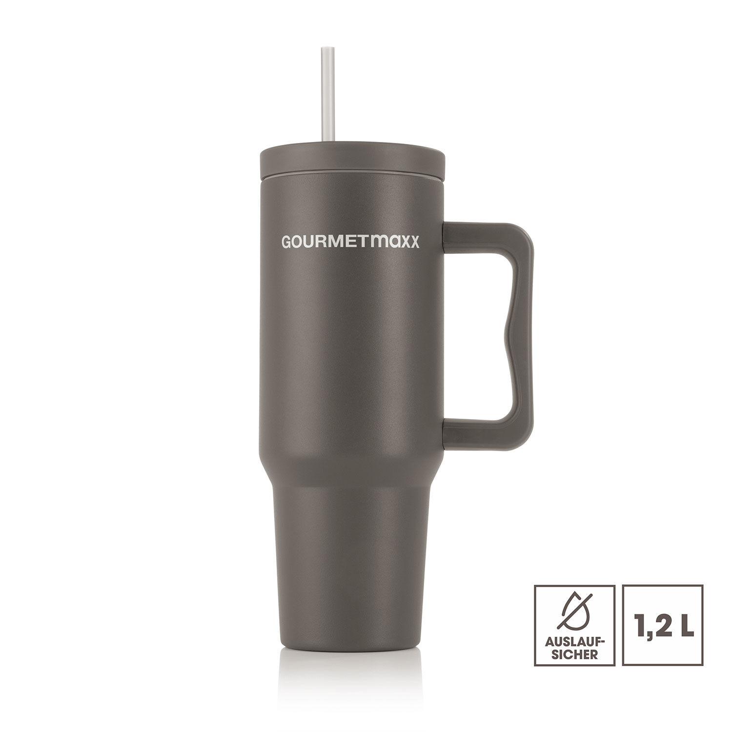 Thermobecher Gourmetmaxx 1,2 Liter, mit Strohhalm