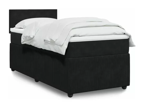 Sommier à lattes de lit avec matelas Noir 90x190 cm Velours