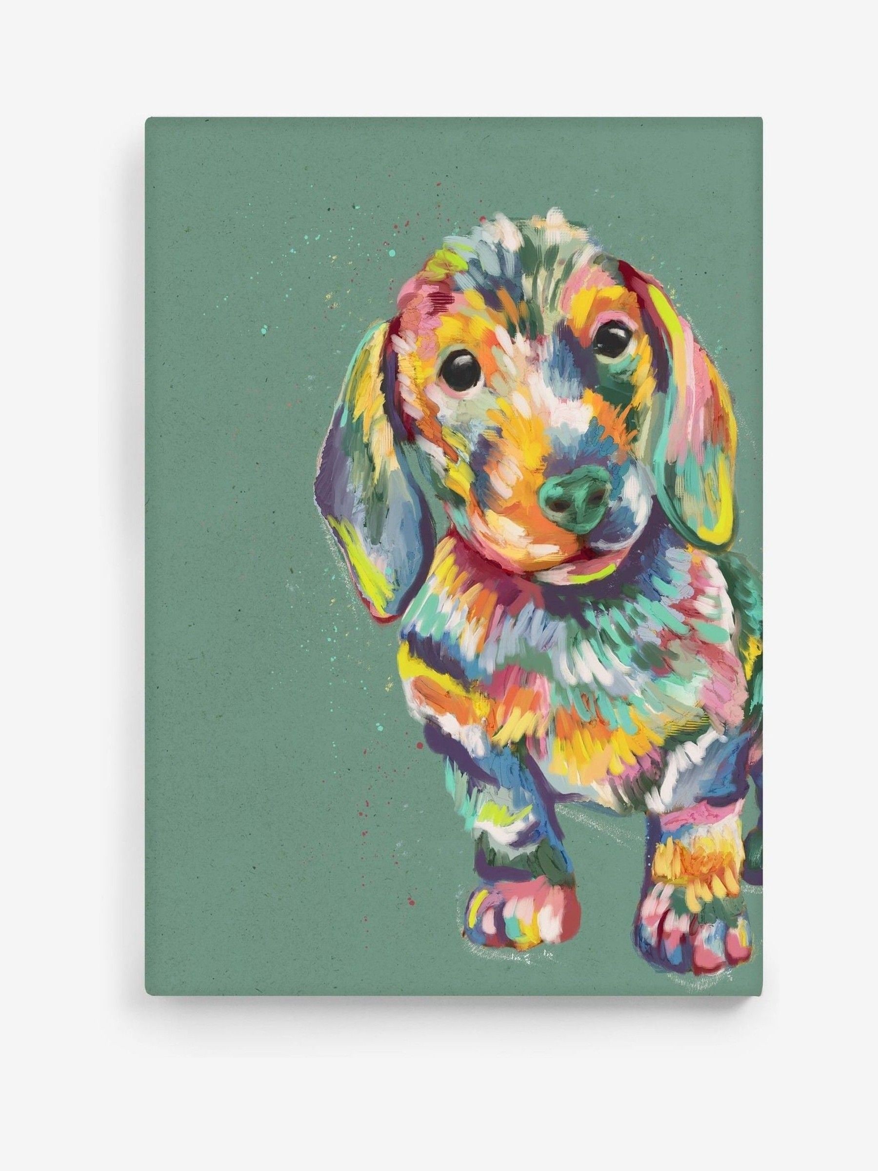 Kunst voor aan de wand met teckel op canvas
