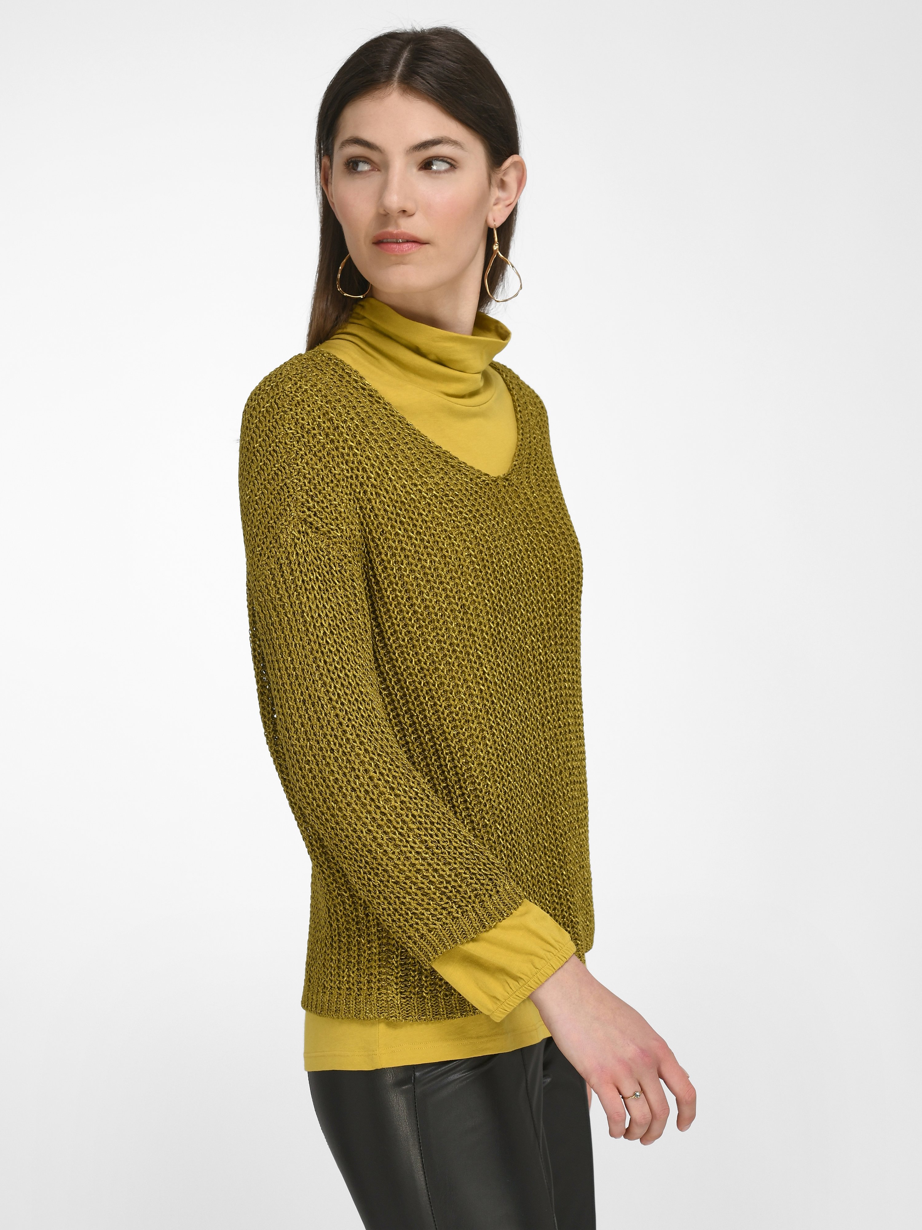 V-Pullover mit 3/4-Arm