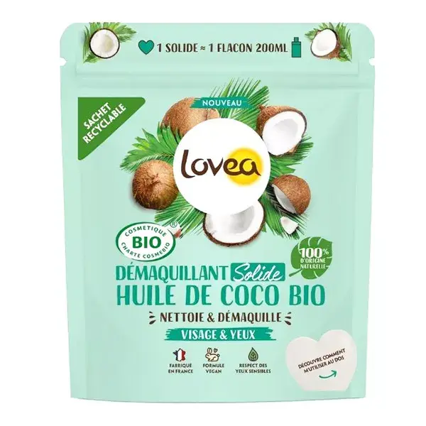 Lovea - Demaquilante Sólido - Óleo de Coco Orgânico - Olhos Sensíveis 50g