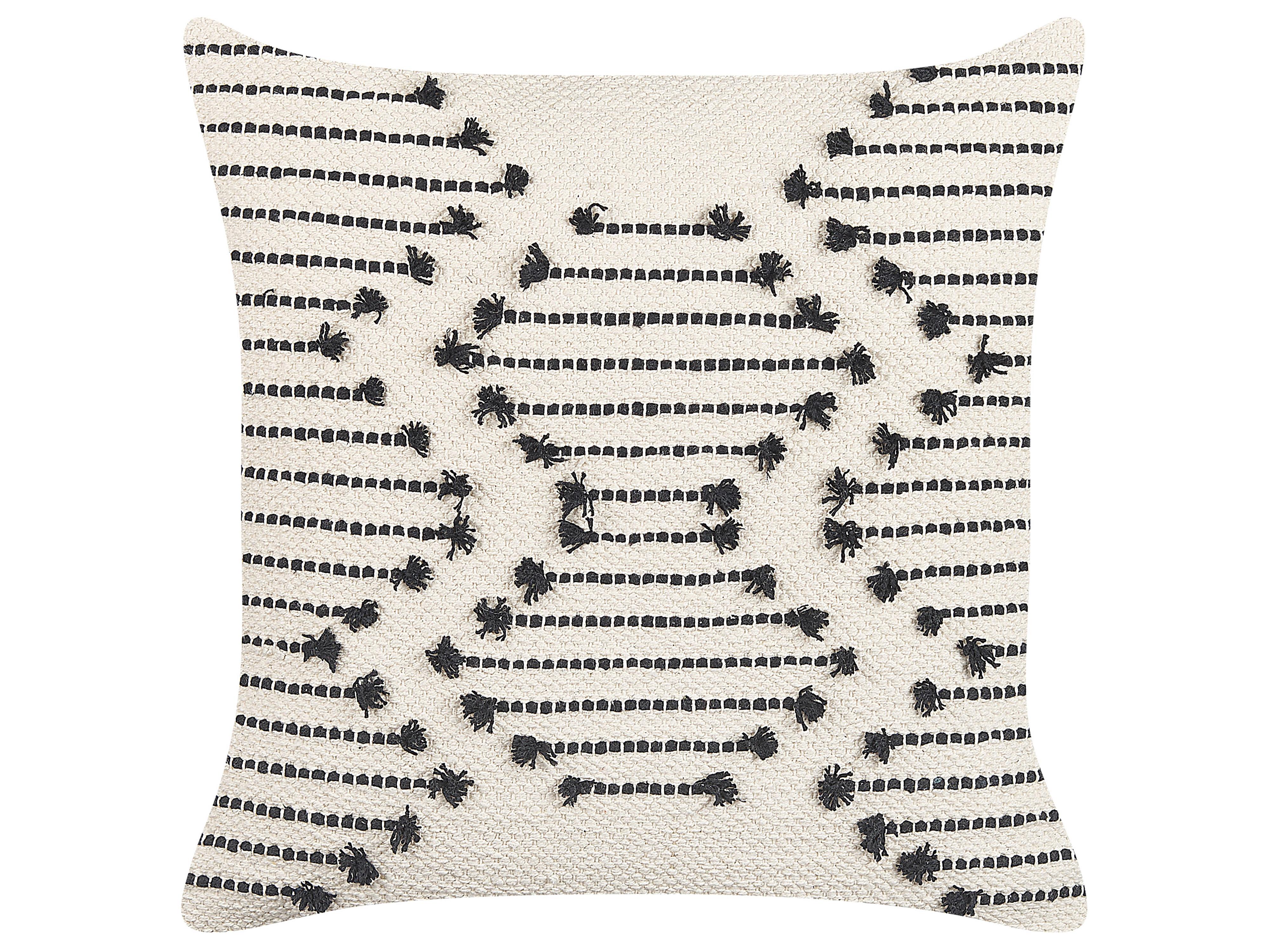 Set van 2 sierkussens MYRTUS Katoen 45 x 45 cm Beige geometrisch patroon