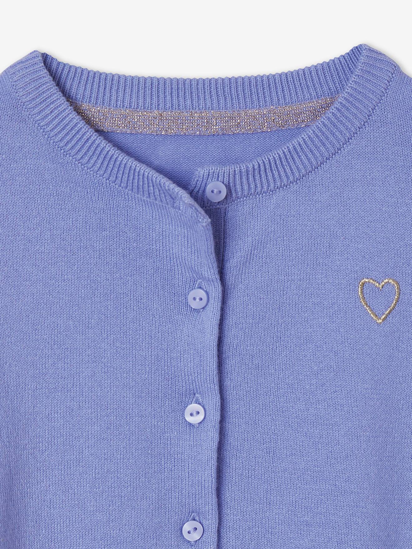 Casaco bolero de malha para meninas, tamanho médio, cor roxa lisa.