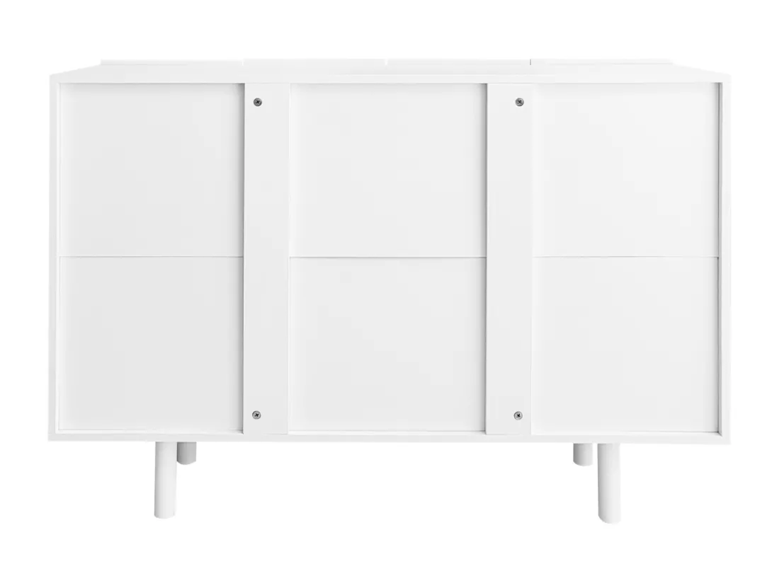 Buffet 120x80.8x37.5cm, buffet en forme de larme avec 4 portes profilées et charnière tampon, blanc