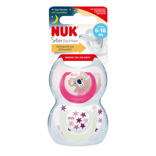 2 Sucettes STARLIGHT 6-18m Fille - NUK