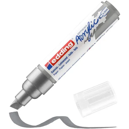 edding 5000 Acrylmarker breit - silber - 1 Acrylstift wasserfest - breite Keilspitze 5-10 mm
