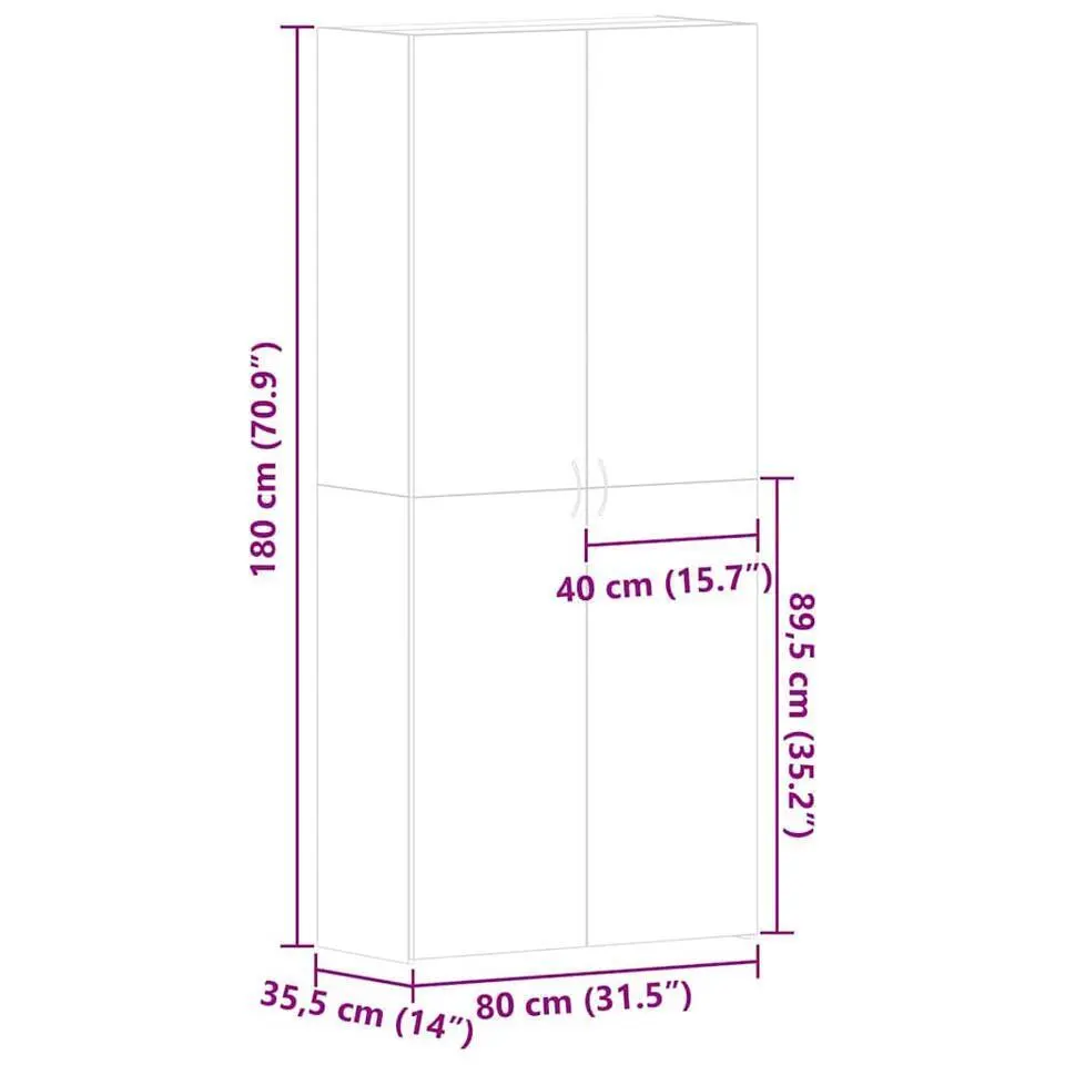 vidaXL - Hoge Schoenenkast met 6 planken 12 paar - Wit - 80x35,5x180 cm