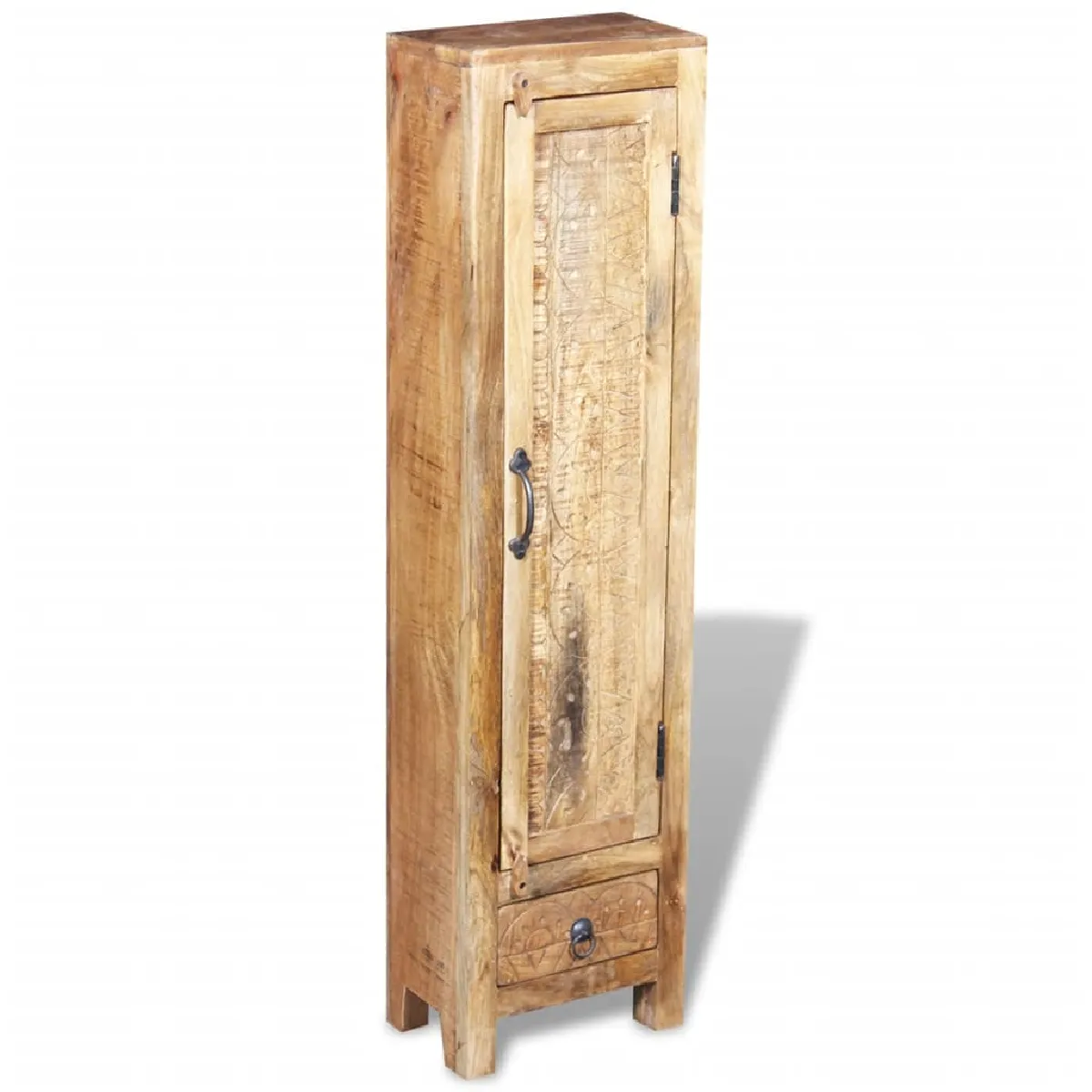vidaXL Meuble Toilette + Miroir + 2 Armoires - Bois Manguier