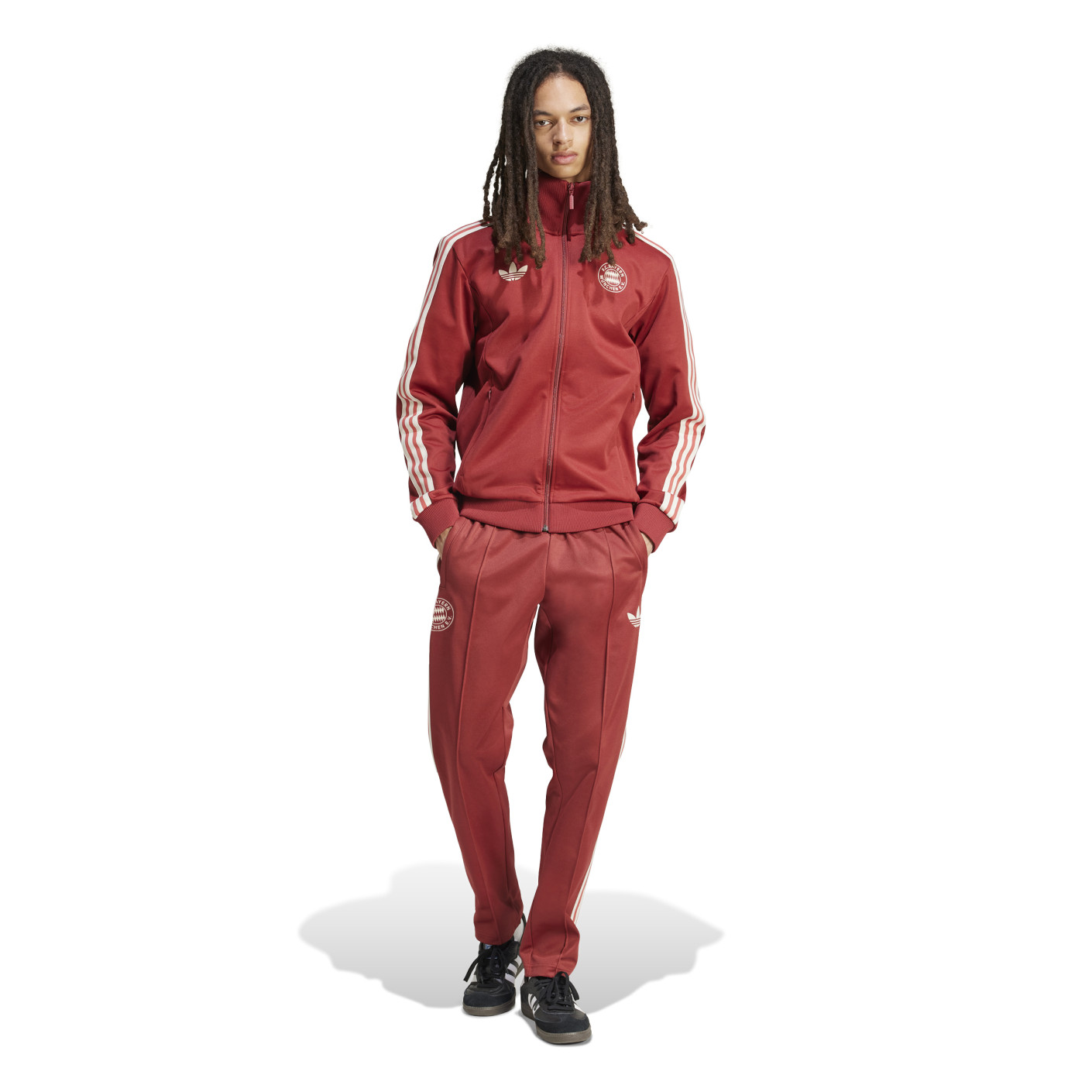 Adidas Bayern München Culturewear Trainingsbroek 2024-2025 Donkerrood Wit