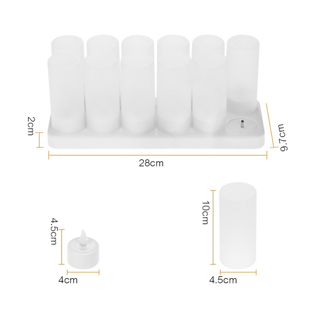 (12er Set) 2in1 Flackernde LED Teelichter Deko Kerzen Home Stimmungsleuchte inkl. Ladestation / Fernbedienung - Bunt