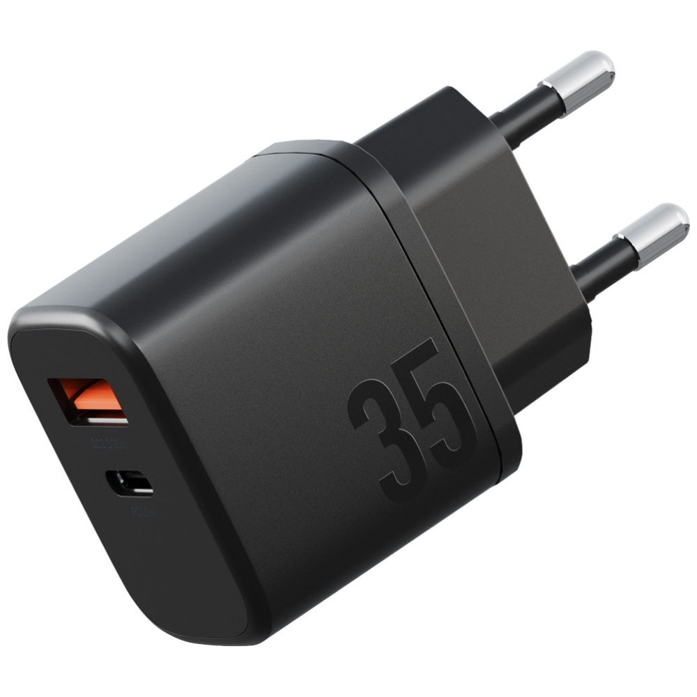 Bazic (by Energea) - (35W) Goport Velox USB C / USB A Ladegerät Netzteil Power Delivery 3.0 Quick Charge 3.0   (60W) USB C Ladekabel (CHR-GPVLX-EU-BLK) - Schwarz